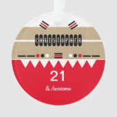 21e verjaardag geweldige rood en wit ornament (voorkant)