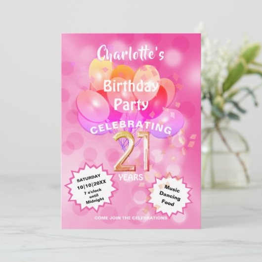 21e verjaardag Glam Sparkle Glitzy Uitnodiging (Staand voorkant)