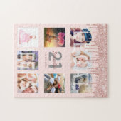 21e verjaardag glitter druppelt foto roos gouden r legpuzzel (Horizontaal)