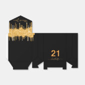 21e verjaardag glitter zwarte goudsparkle bedankdoosjes (Uitgevouwen)