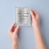 21e verjaardag Glittery Silver Shimmer Ombre Invit Flyer (Hand)