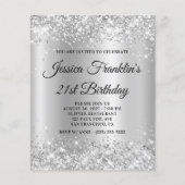 21e verjaardag Glittery Silver Shimmer Ombre Invit Flyer (Voorkant)