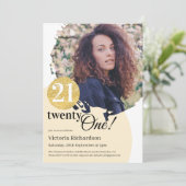 21e verjaardag Gold Glitter Modern Custom Photo Kaart (Staand voorkant)
