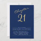 21e verjaardag Gold modern script blauw Kaart (Voorkant)