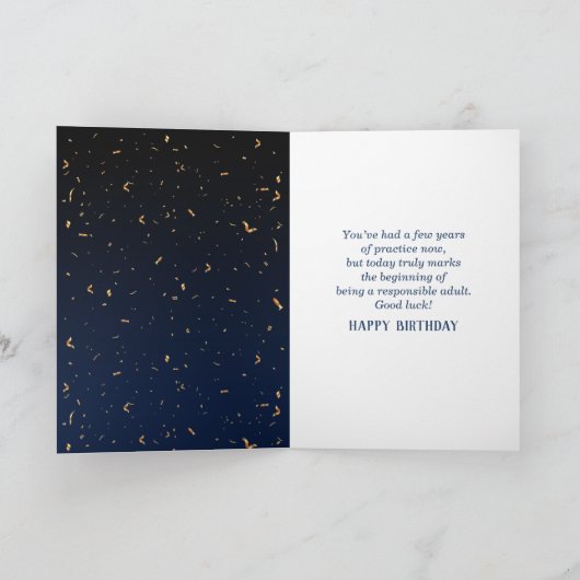 21e verjaardag Gold Mylar ballon en Confetti-kaart Kaart (Binnen)