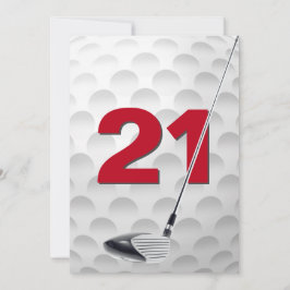 21e verjaardag golf themafeest kaart