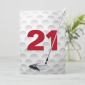 21e verjaardag golf themafeest kaart (Staand voorkant)