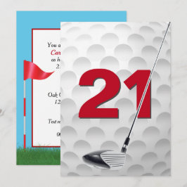 21e verjaardag golf themafeest kaart