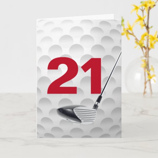 21e verjaardag golfbal ontwerp kaart (Gele Bloem)
