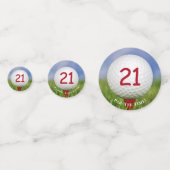 21e verjaardag golfbal op rood t-shirt confetti (Voorkanten)