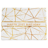 21e verjaardag goud geometrisch wit groot cadeauzakje (Voorkant)