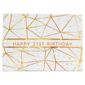 21e verjaardag goud geometrisch wit groot cadeauzakje (Achterkant)