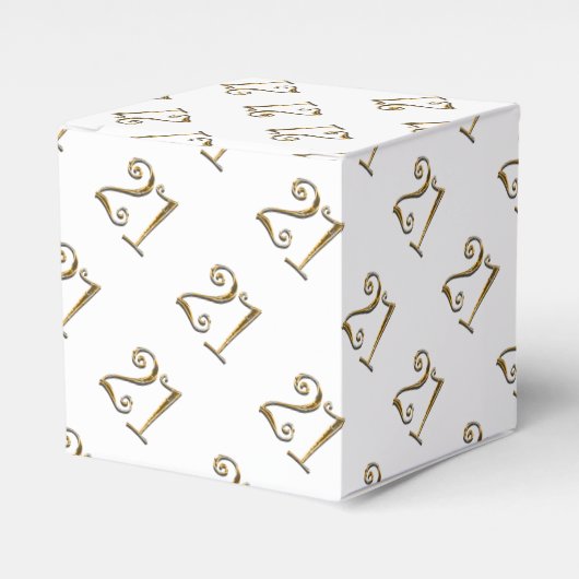 21e verjaardag goud wit elegant bedankdoosjes (Voorkant Zijde)