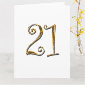 21e verjaardag goud wit elegant kaart (Gele Bloem)