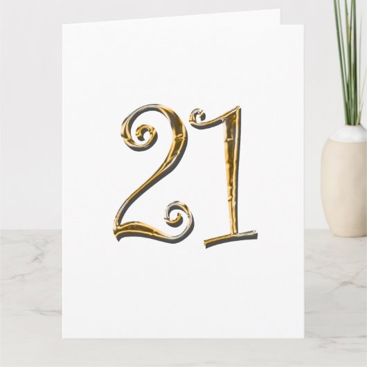 21e verjaardag goud wit elegant kaart (Voorkant)