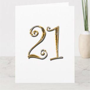 21e verjaardag goud wit elegant kaart