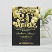 21e verjaardag gouden ballonnen kaart (Staand voorkant)