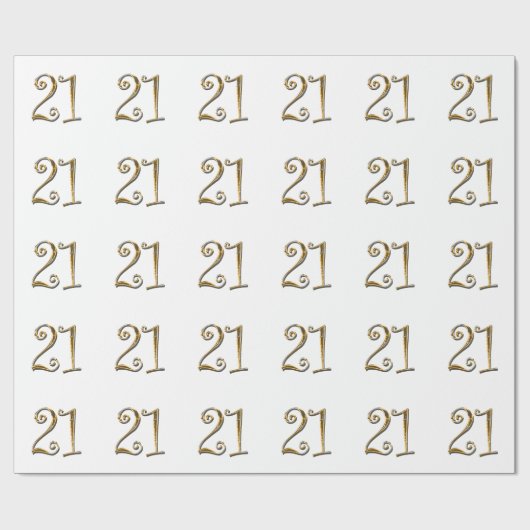 21e verjaardag gouden elegant cadeaupapier (Vlak)