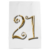 21e verjaardag gouden elegant medium cadeauzakje (Achterkant)