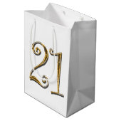 21e verjaardag gouden elegant medium cadeauzakje (Achterkant Gekanteld)
