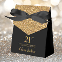 21e Verjaardag Gouden Glitter Bedankt