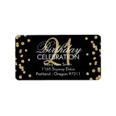 21e Verjaardag Gouden Glitter Confetti Zwart Etiket (Voorkant)
