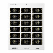 21e Verjaardag Gouden Glitter Confetti Zwart Etiket (Full Sheet)