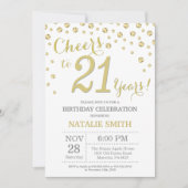 21e verjaardag Gouden Glitter Diamond uitnodiging (Voorkant)