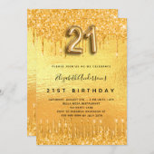 21e verjaardag gouden glitter druppels kaart (Voorkant / Achterkant)