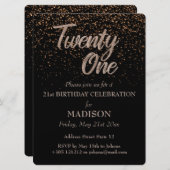 21e verjaardag Gouden Glitter Kaart (Voorkant / Achterkant)