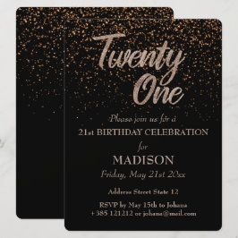 21e verjaardag Gouden Glitter Kaart
