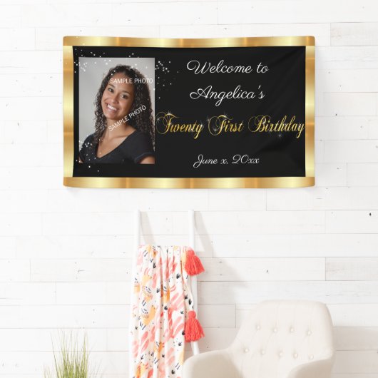 21e verjaardag, Gouden glitter, Sparkle Spandoek (Insitu)