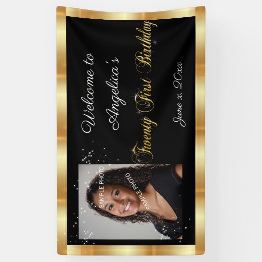 21e verjaardag, Gouden glitter, Sparkle Spandoek (Verticaal)