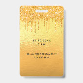 21e verjaardag gouden glitters druppels VIP-feest Badge (Achterkant)