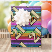 21e verjaardag Gouden nummers Glitter Rainbow Stri Inpakpapier Vel
