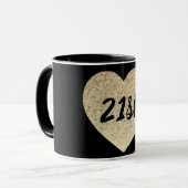 21e verjaardag gouden pailletten hart mok (Voorkant links)