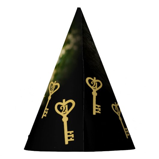 21e verjaardag gouden sleutel gepersonaliseerde fo feesthoedjes (Achterkant)