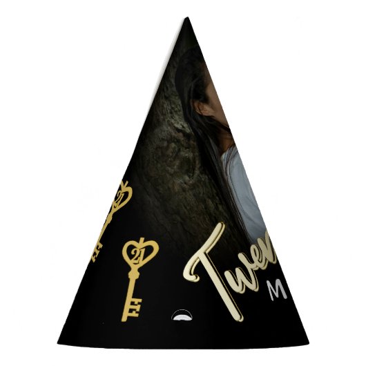 21e verjaardag gouden sleutel gepersonaliseerde fo feesthoedjes (Links)