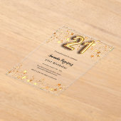 21e verjaardag gouden sterren helder acryl uitnodigingen (Laagn)