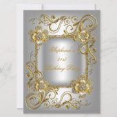 21e verjaardag Gray Silver Gold Diamond 3 Kaart (Voorkant)