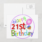 21e verjaardag groeten briefkaart (Voorkant / Achterkant)