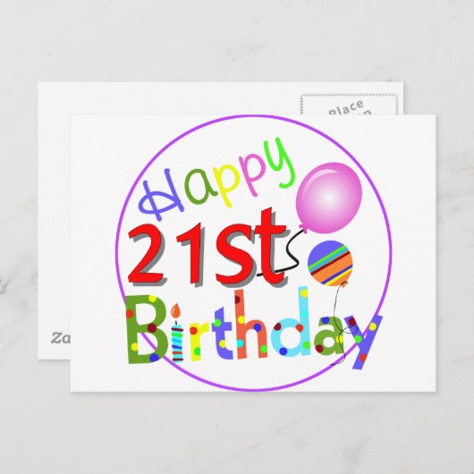 21e verjaardag groeten briefkaart (Voorkant / Achterkant)