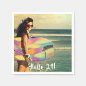 21e verjaardag hallo 21 fotomeisje servet (Voorkant)