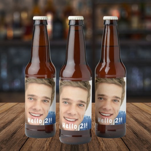 21e verjaardag hallo 21 jongens foto van mannen bier etiket