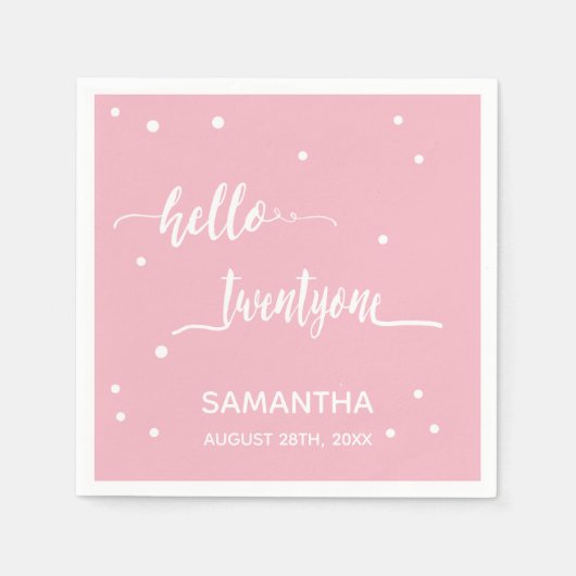 21e verjaardag hallo dubbelroze twintigste verjaar servet (Voorkant)