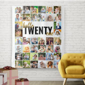 21e verjaardag Hallo eenentwintig foto-collage Wandkleed