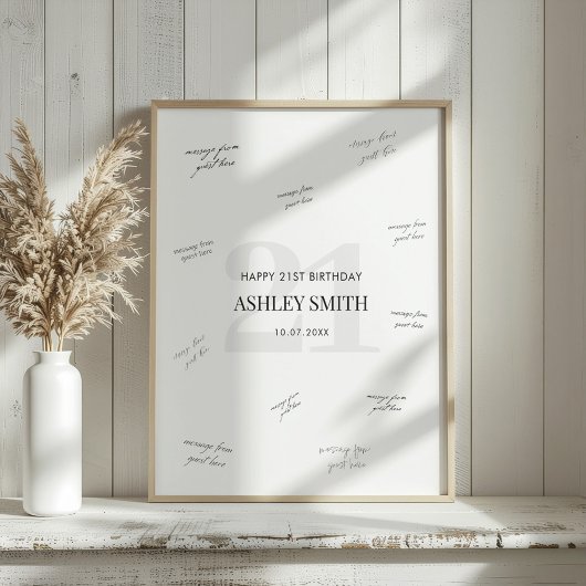 21e Verjaardag Handtekening Gastboek Poster