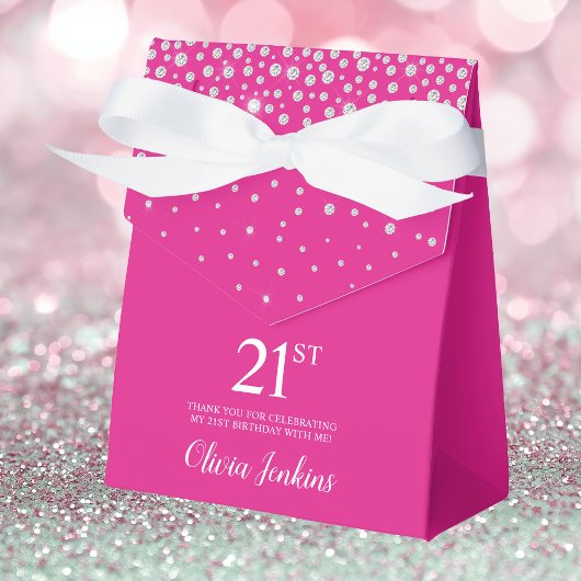 21e Verjaardag Heet Roze Glitterende Dank Je Bedankdoosjes