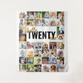 21e Verjaardag Hello Twenty One 40 Foto Collage Wandkleed (Voorkant)