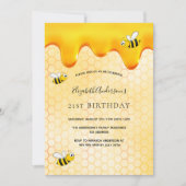 21e verjaardag honingraat schattige hommels kaart (Voorkant)